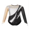 ACSUSS Long Sleeve Gymnastic Leotard for Girls Metallic Rhinestone Dance Skating Unitard Competition Bodysuit Dancewear Silver 6 Years view 3