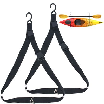 Kayak Storage Strap,Kayak Hanging Straps 1.5inch Wide,Adjustable Kayak Wall Mount Straps,Single Kayak Storage Strap System With Paddle Loops for Hanging 1 Kayak,Paddle Board,Surfboard,Canoe(2 Pack)