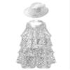 ACSUSS Sleeveless Jazz Dance Dress for Kids Girls Sequin Tap Latin Ballroom Dance Dress Performance Costume and Hat Silver 6 Years view 1