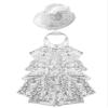 ACSUSS Sleeveless Jazz Dance Dress for Kids Girls Sequin Tap Latin Ballroom Dance Dress Performance Costume and Hat Silver 6 Years view 3