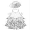 ACSUSS Sleeveless Jazz Dance Dress for Kids Girls Sequin Tap Latin Ballroom Dance Dress Performance Costume and Hat Silver 6 Years view 4