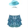 ACSUSS Sleeveless Jazz Dance Dress for Kids Girls Sequin Tap Latin Ballroom Dance Dress Performance Costume and Hat Sky Blue 10 Years view 2