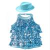ACSUSS Sleeveless Jazz Dance Dress for Kids Girls Sequin Tap Latin Ballroom Dance Dress Performance Costume and Hat Sky Blue 10 Years view 3