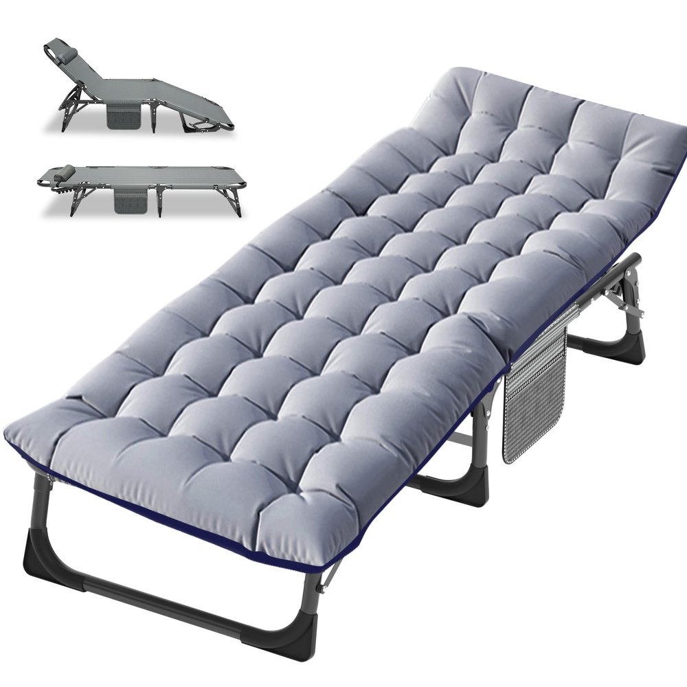 LILYPELLE Folding Camping Cot, Extra Wide Heavy Duty Sleeping Cots with Carry Bag, Double Layer Oxford Portable Travel Camp Cots for Home, Office Nap and Outdoor Beach
