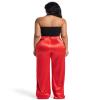 Aressdom Metallic Cargo Pants for Women Shiny High Waist Wide Leg Pants with Pockets, Going Out Outfits, Red, S view 4