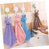 Amosfun Thickened Rabbit Hand Towels Microfiber Coral Easy Cleaning Fast Dry Hanging Towels for Home Kitchen Bathroom view 2