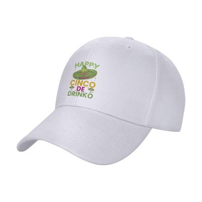 Adjustable Happy Cinco De Drinko Baseball Caps for Men Women Hat Truck Driver Hats Funny Baseball Cap White