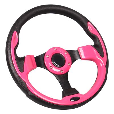12.5 inch Pink Golf Cart Steering Wheel with Black Aluminum Frame for Club Car DS and Precedent EZGO RXV & TXT, Yamaha Most Golf Carts