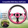 12.5 inch Pink Golf Cart Steering Wheel with Black Aluminum Frame for Club Car DS and Precedent EZGO RXV & TXT, Yamaha Most Golf Carts view 2