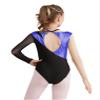 ACSUSS Long Sleeve Gymnastic Leotard for Girls Metallic Rhinestone Dance Skating Unitard Competition Bodysuit Dancewear Royal Blue 10 Years view 2
