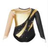 ACSUSS Long Sleeve Gymnastic Leotard for Girls Metallic Rhinestone Dance Skating Unitard Competition Bodysuit Dancewear Gold 10 Years view 4