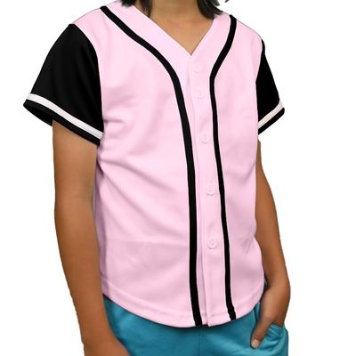 DIGITMON Kids Baseball Jersey Button Down Premium Hip Hop T Shirts Uniform PINKBLACK2 for 2y Toddlers