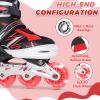 LEJIJIT Adjustable Kids Inline Skates for Girls Boys Children Beginners, Black & Red Inline Skates with Light Up Wheels for Kids and Youth for Indoor Outdoor Sports (Small) view 4