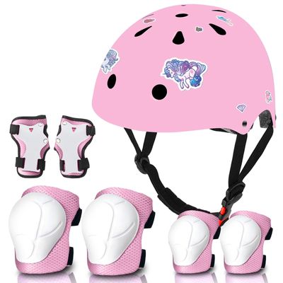 ETEETOW Adjustable Gradient Color Kids/Toddler Bike Helmet for 1-2-3-5-8-14 Years Boys Girls,Skateboard Helmet with Knee and Elbow Pads Wrist Guard Roller Skates,Cycling,Skating Scooter Longboard