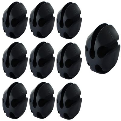 10Pcs Silicone Fishing Rod Holder Straps, 5 Hole Portable Fishing Rod Fixed Ball, Rubber Fishing Pole Clips Fly Fishing Accessories, Black