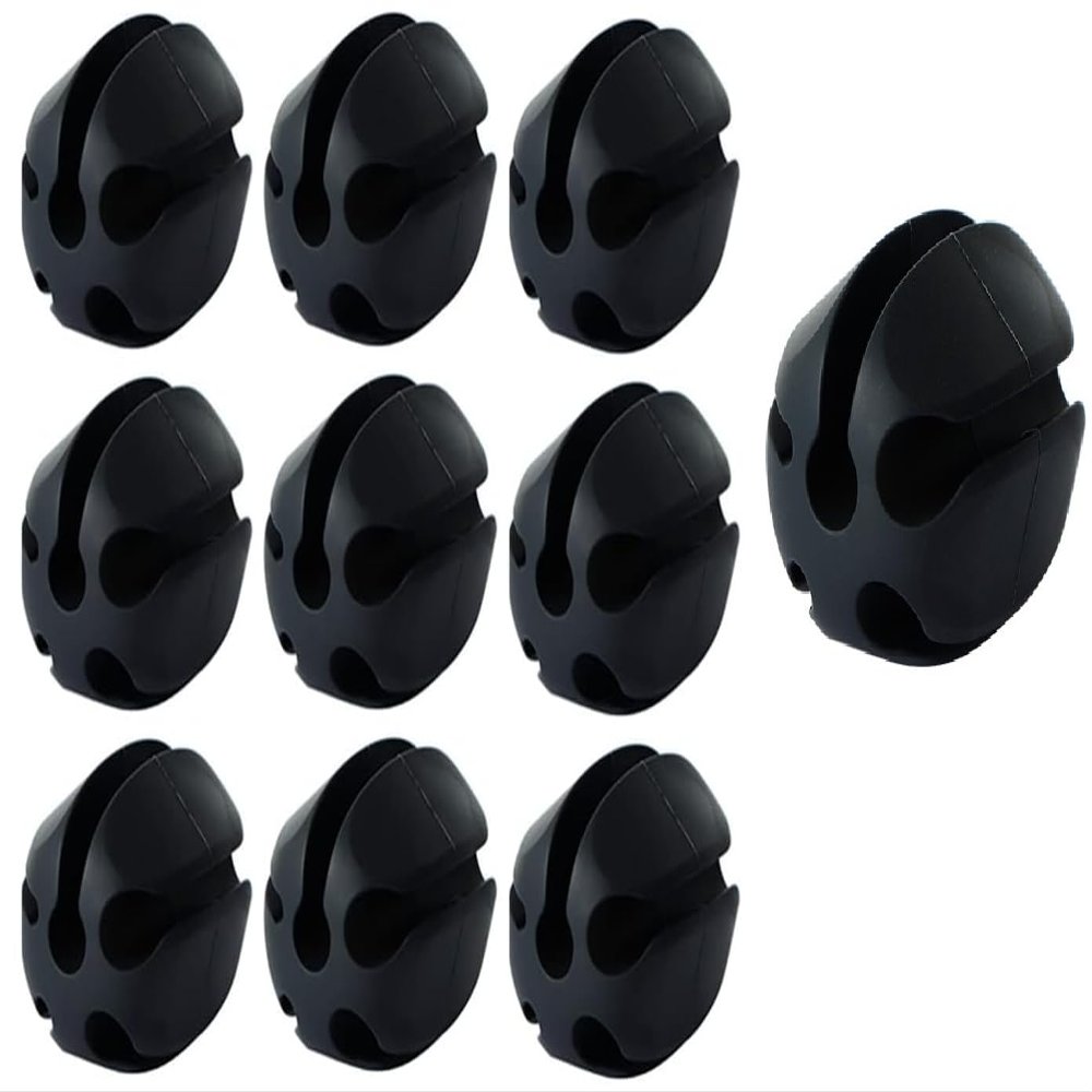 10Pcs Silicone Fishing Rod Holder Straps, 5 Hole Portable Fishing Rod Fixed Ball, Rubber Fishing Pole Clips Fly Fishing Accessories, Black