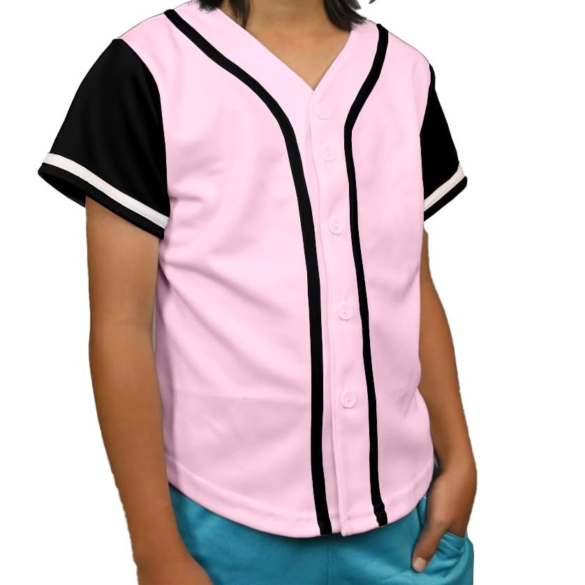 DIGITMON Kids Baseball Jersey Button Down Premium Hip Hop T Shirts Uniform PINKBLACK2 for 10y Toddlers