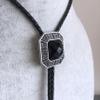 ARTICAL HEART Vintage Silver Western Celtic With Black Agate Stone Bolo Tie view 3