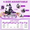 LEJIJIT Adjustable Kids Inline Skates for Girls Boys Children Beginners, Black & Purple Inline Skates with Light Up Wheels for Kids and Youth for Indoor Outdoor Sports (Medium) view 2