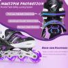 LEJIJIT Adjustable Kids Inline Skates for Girls Boys Children Beginners, Black & Purple Inline Skates with Light Up Wheels for Kids and Youth for Indoor Outdoor Sports (Medium) view 3