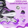 LEJIJIT Adjustable Kids Inline Skates for Girls Boys Children Beginners, Black & Purple Inline Skates with Light Up Wheels for Kids and Youth for Indoor Outdoor Sports (Medium) view 4