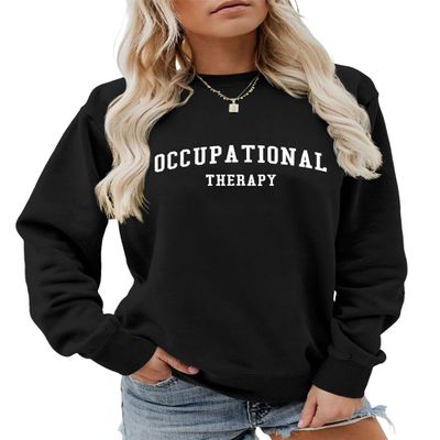 ESIKAH Occupational Therapy Sweatshirt OT Therapist Sweater OT Assistant Shirt Women Casual Crewneck Long Sleeve Pullover Top Black, Small