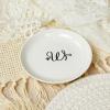 Generic Initials Trinket Ring Dish Ceramic Jewery Holder Tray with Personalized W-Monogrammed Jewelry Plate Engagement Wedding Birthday Gifts for Friends, Sister, Mom, Aunt, Grandma 4"" view 4