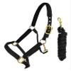 CHALLENGER Nylon Horse Neoprene Padded Nylon Adjustable Halter Brass Hardware 606173BK view 1