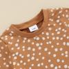 0-3T Toddler Baby Girl Summer Clothes Short Sleeve Floral Tshirt Tops and Shorts Set Oversized Outfit Boho Clothes (A-Brown, 2-3 Years) view 3