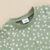 0-3T Toddler Baby Girl Summer Clothes Short Sleeve Floral Tshirt Tops and Shorts Set Oversized Outfit Boho Clothes (A-Green, 6-12 Months) view 3