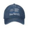 Back The Blue USA Flag Dad Hat Vintage Baseball Cap for Men Women Hats Gifts Trucker Caps view 2
