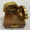 Antique Brass Heavy Sundial Brass Engraved Sundial Functional Direction Brown Wood Box Compasses (Brass Compass with Anchor Box) view 2