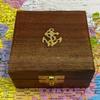 Antique Brass Heavy Sundial Brass Engraved Sundial Functional Direction Brown Wood Box Compasses (Brass Compass with Anchor Box) view 3