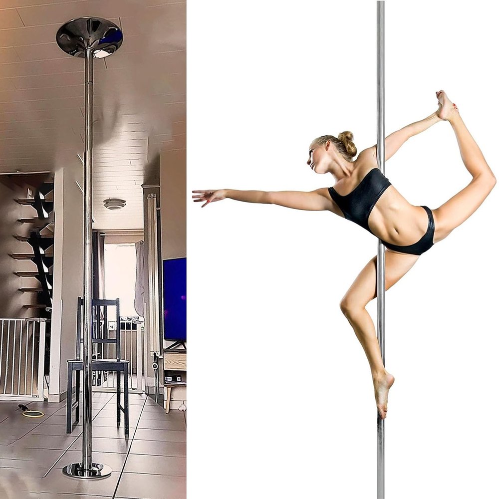 NUNETH 45mm Portable Dancing Pole Silver Stripper Pole, Adjustable Dance Pole Kit for Bedroom Apartment Basement, Aerial Fitness Training Pole Gym Yoga Room (Color : Height 2.23-3.74m(7.3ft-12.3ft))