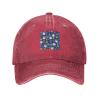 Cat Face and Gift Box Seamless Pattern Dad Hat Vintage Baseball Cap for Men Women Hats Gifts Trucker Caps Red view 2