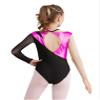 ACSUSS Long Sleeve Gymnastic Leotard for Girls Metallic Rhinestone Dance Skating Unitard Competition Bodysuit Dancewear Hot Pink 12 Years view 2