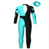Jowowha Girls Full Body Gymnastics Leotard Sparkle Long Sleeve Color Block Dance Jumpsuit with Hair Scrunchie Blue Green 10 Years view 2