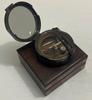 Antique Brass Heavy Sundial Brass Engraved Compass Sundial Functional Direction Brown Wood Box Compasses (Two Ton with Anchor Box) view 2