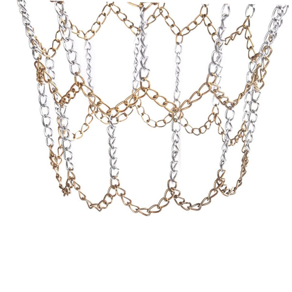 SUPVOX Double Basketball Net Pocket Iron Chain Net Easy to Use Storage for Sports Balls