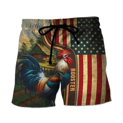 V-DECORPARKS Rooster Mens Swim Trunks - Chicken Lover Swimming Trunk for Men - Beach Shorts, Mens Swim Shorts 35 Size L