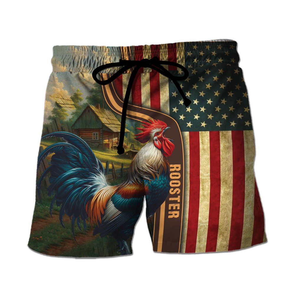 V-DECORPARKS Rooster Mens Swim Trunks - Chicken Lover Swimming Trunk for Men - Beach Shorts, Mens Swim Shorts 35 Size L