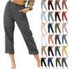 LRMQS Women Capri Pants 2026 Summer Trendy Linen Cropped Trouser with Pockets Beach Casual Cruise Fashion Capris Clothes view 1