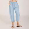 LRMQS Beach Pants Capri Length for Women 2026 Spring Summer Linen Capris Drawstring Elastic Waist Trendy Cropped Trousers view 2