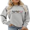 ESIKAH Social Worker Sweatshirt, Worker Life School Social Workers Shirt Women Retro Heart Graphic Crewneck Pullover Tops Grey, Small view 1
