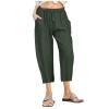 LRMQS Beach Pants Capri Length for Women 2026 Spring Summer Linen Capris Drawstring Elastic Waist Trendy Cropped Trousers view 1