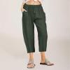 LRMQS Beach Pants Capri Length for Women 2026 Spring Summer Linen Capris Drawstring Elastic Waist Trendy Cropped Trousers view 2