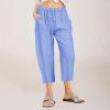 LRMQS Beach Pants Capri Length for Women 2026 Spring Summer Linen Capris Drawstring Elastic Waist Trendy Cropped Trousers view 2