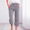 LRMQS Capri Pants for Women Casual Summer 2026 Drawstring Capris Linen Pants Pockets Beach Straight Wide Leg Cropped Trousers view 2