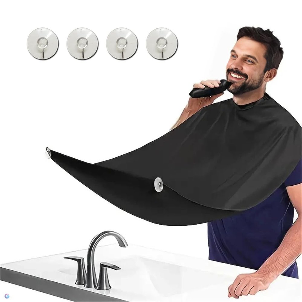 Renforcer Beard Bib Apron for Men - Grooming Accessories with 4 Suction Cups - Birthday Gifts for Men - Beard Trimmer Catcher Bib for Fathers Day - Shaving Set for Dad, Husband and Boyfriend