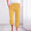 LRMQS Capri Pants for Women Casual Summer 2026 Drawstring Capris Linen Pants Pockets Beach Straight Wide Leg Cropped Trousers view 2